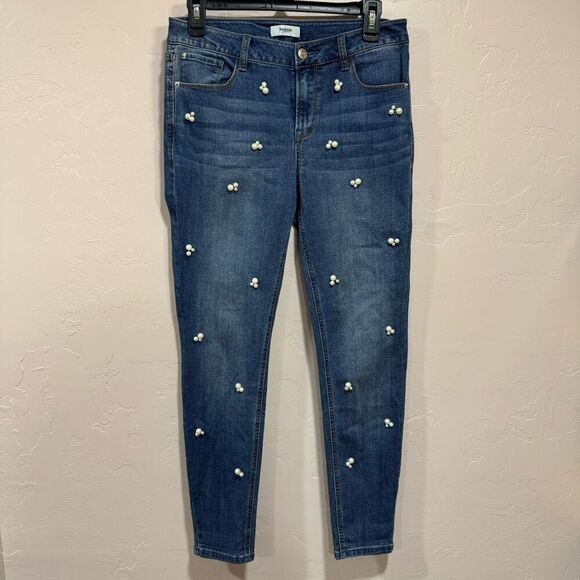 Kensie Jeans 6/28 Pearl Front Studded Skinny Ankle Jeans - Picture 1 of 7